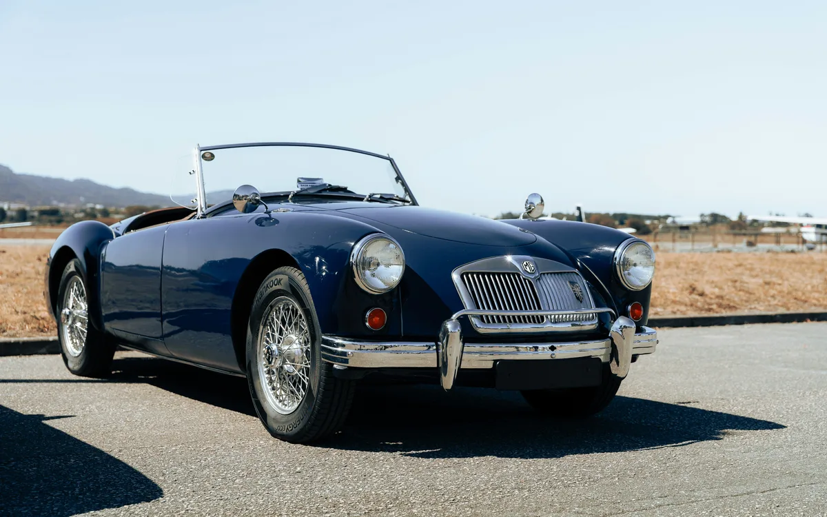 Classic MG MGA roadster photographed outdoors before studio compositing