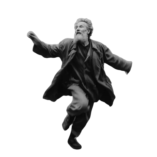 elderly man running blur, birefnet-cod cutout