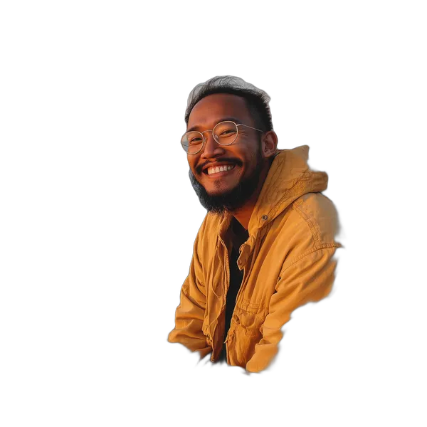 smiling man seaside sunset, birefnet-cod cutout