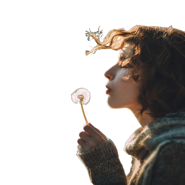 blowing dandelion seeds, birefnet-dis cutout