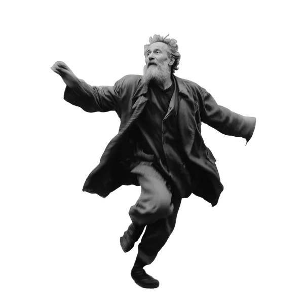 elderly man running blur, birefnet-dis cutout