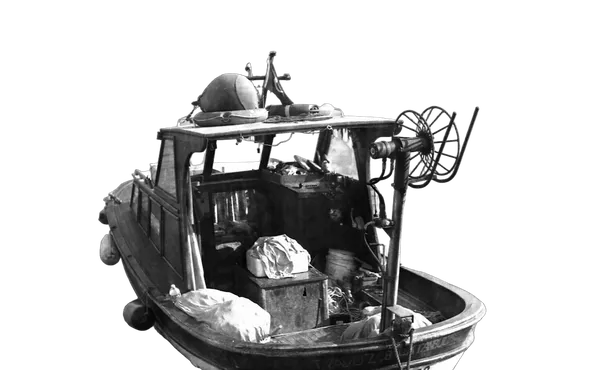 small fishing boat bw, birefnet-dis cutout