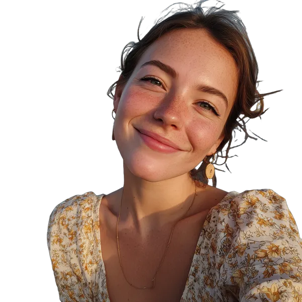 smiling woman seaside, birefnet-dis cutout