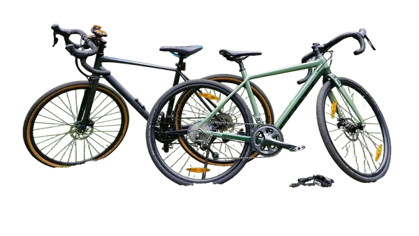 two gravel bikes park, birefnet-dis cutout