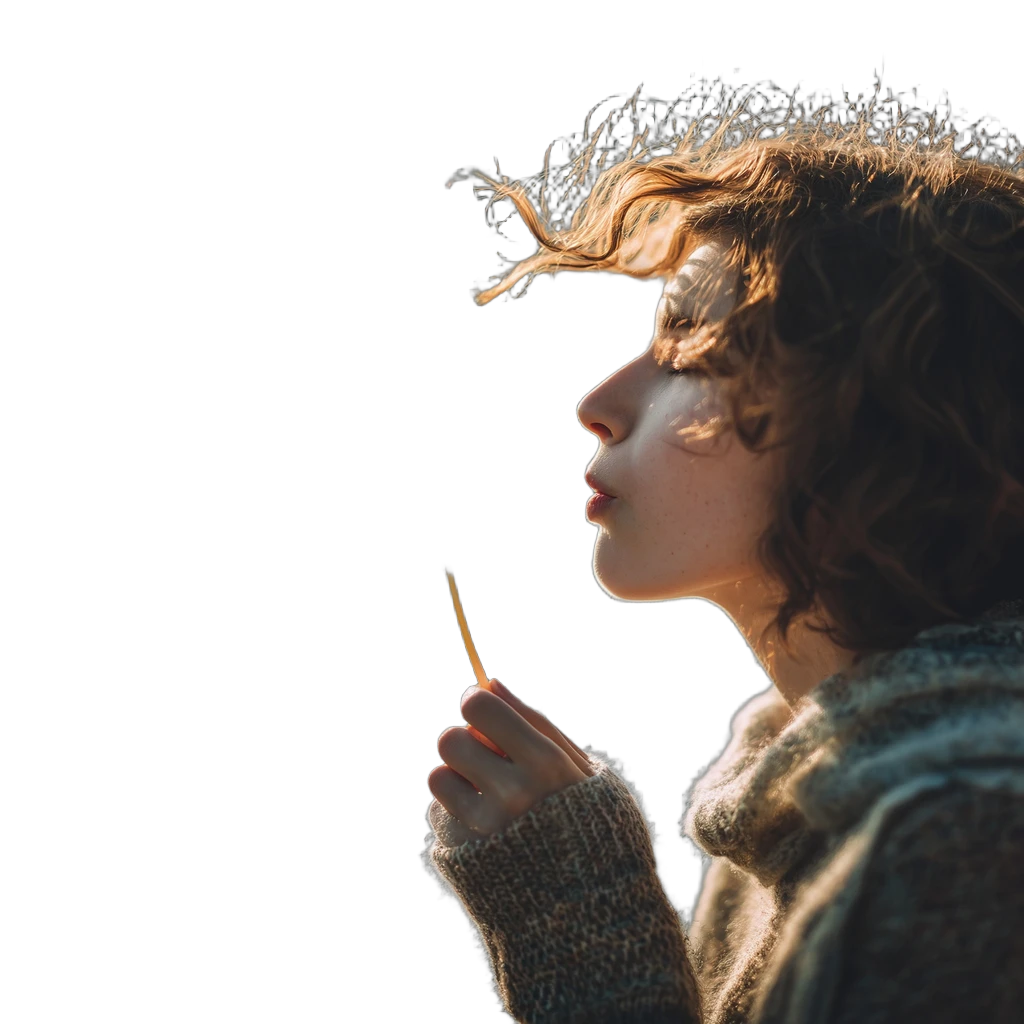 blowing dandelion seeds, BiRefNet Lite cutout