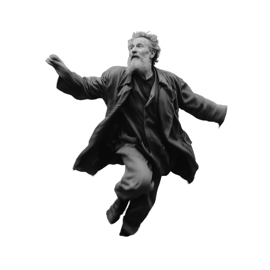 elderly man running blur, BiRefNet Lite cutout