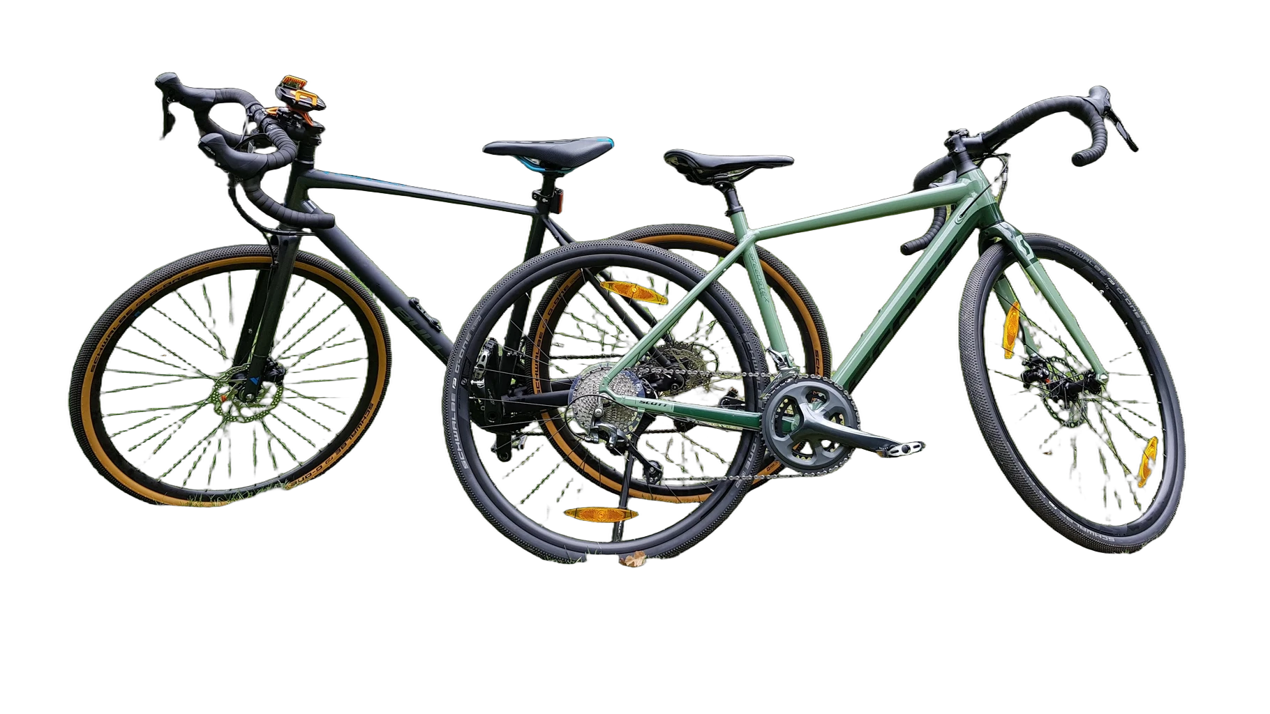 two gravel bikes park, BiRefNet Lite cutout