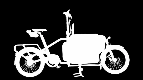 BiRefNet Lite alpha matte: cargo ebike park tracks
