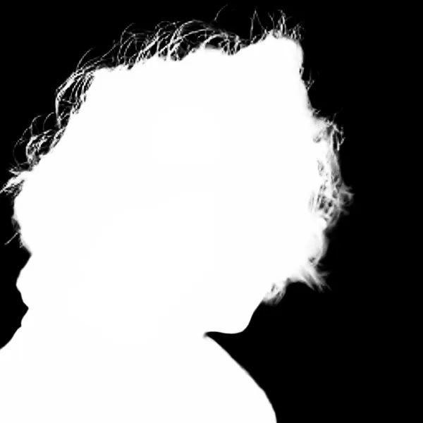 BiRefNet Lite alpha matte: windblown curly portrait