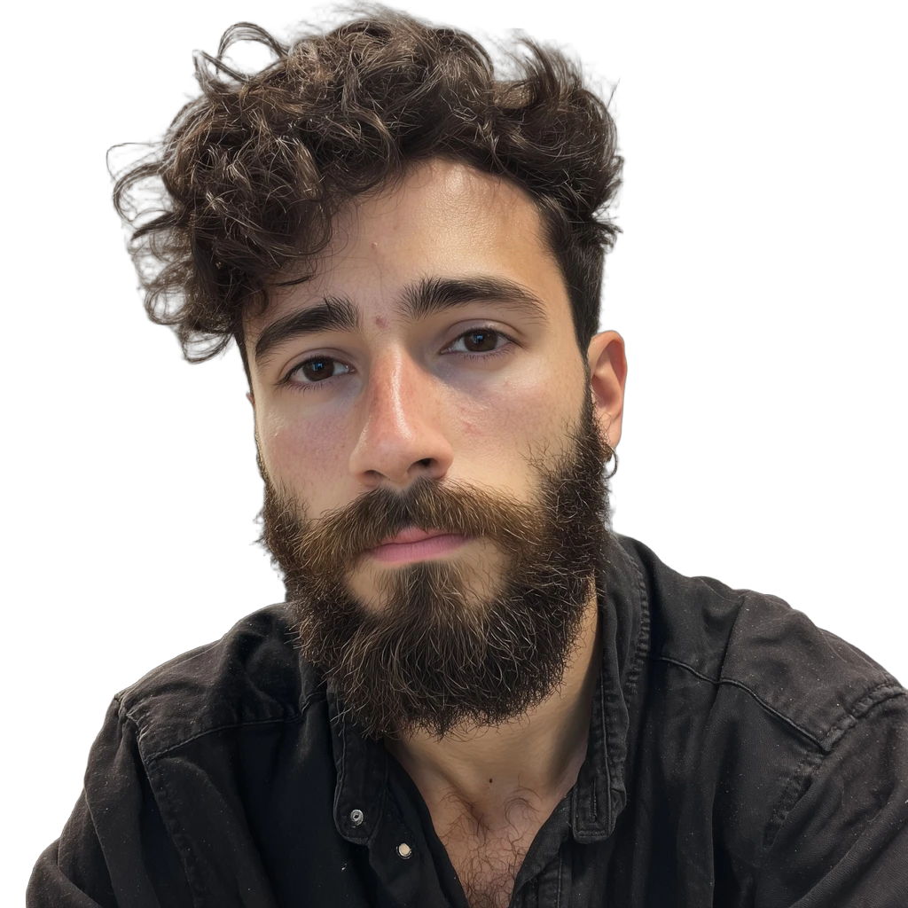 bearded man portrait, BiRefNet cutout