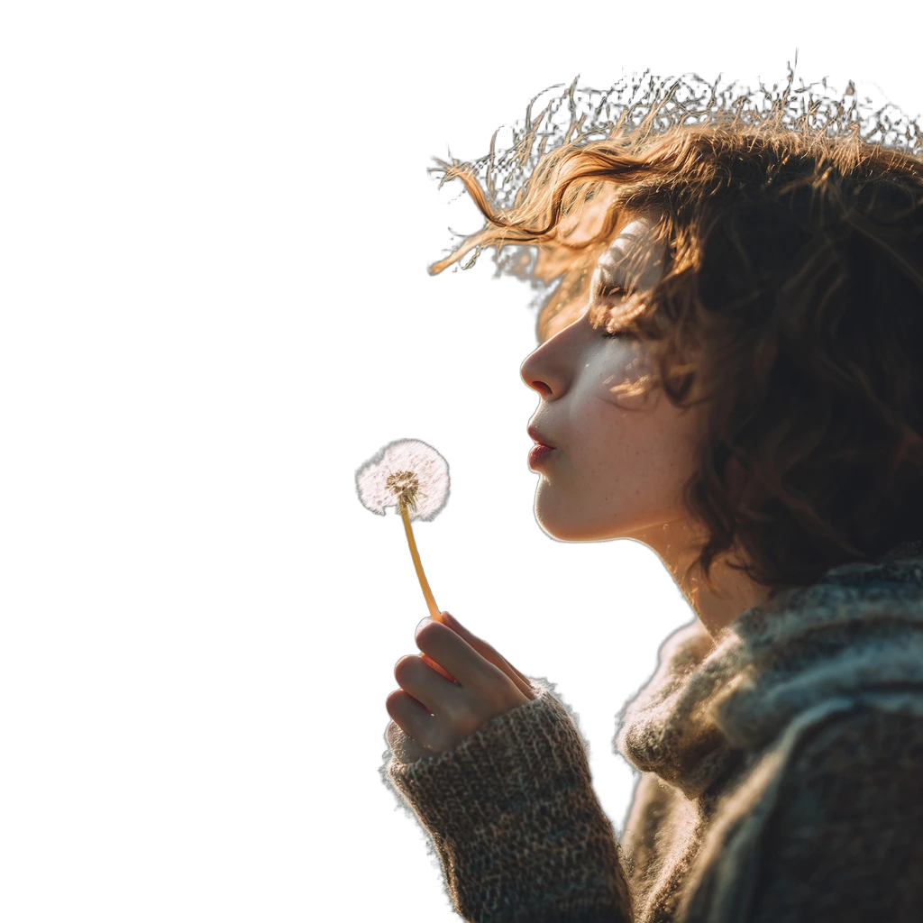 blowing dandelion seeds, BiRefNet cutout