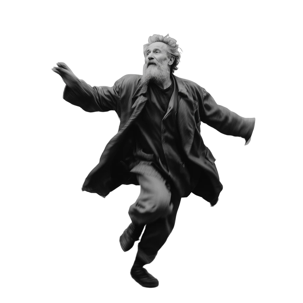 elderly man running blur, BiRefNet cutout