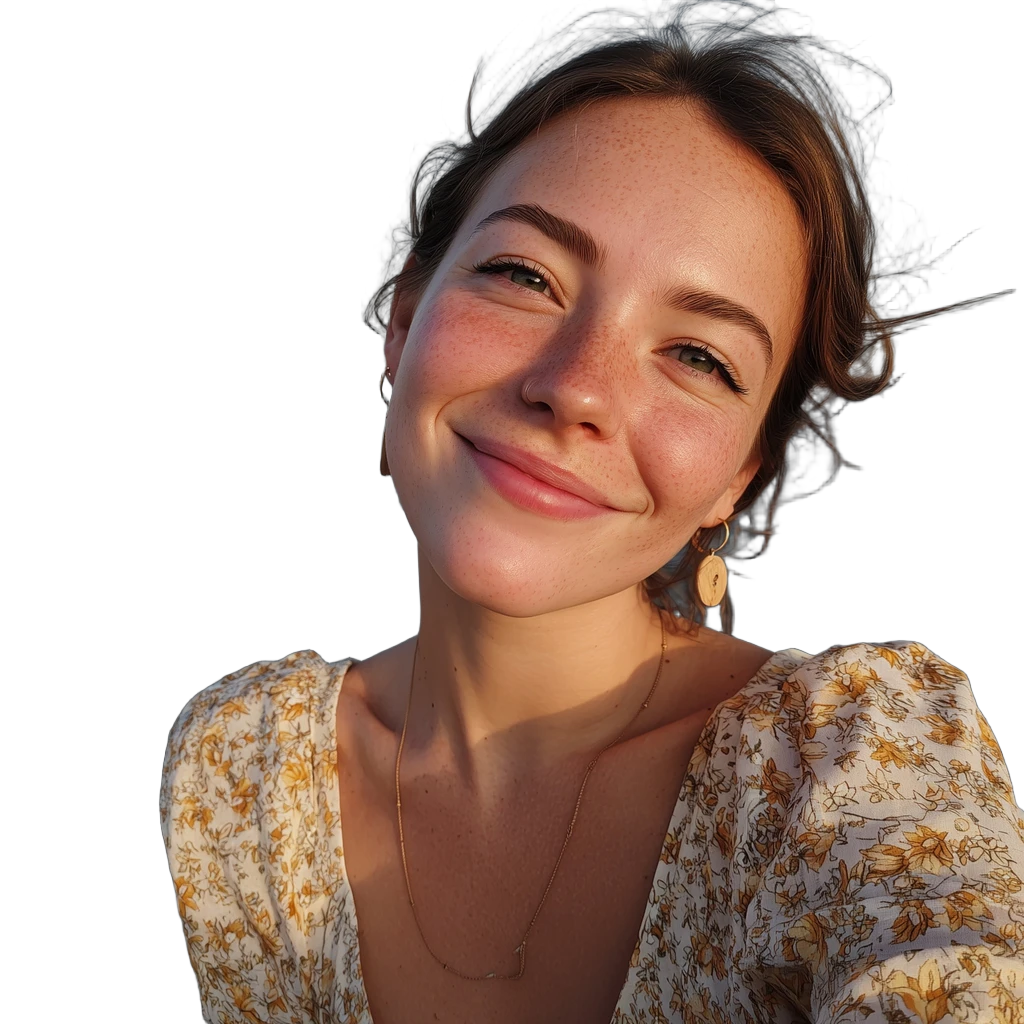 smiling woman seaside, BiRefNet cutout