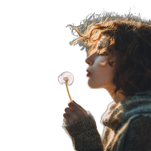 blowing dandelion seeds, birefnet-hrsod cutout