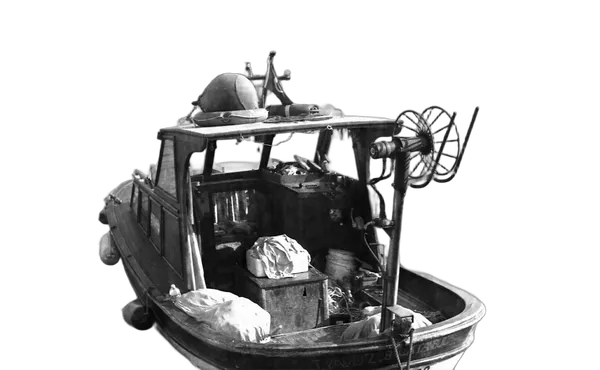 small fishing boat bw, birefnet-hrsod cutout