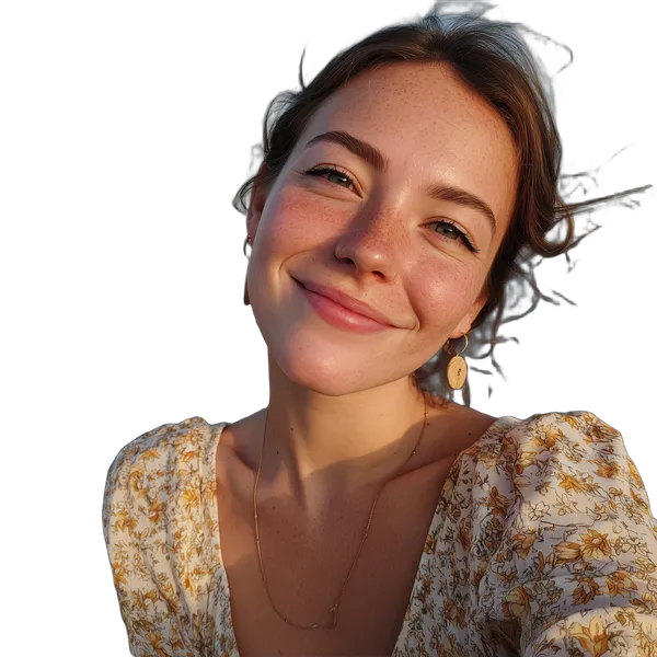 smiling woman seaside, birefnet-hrsod cutout