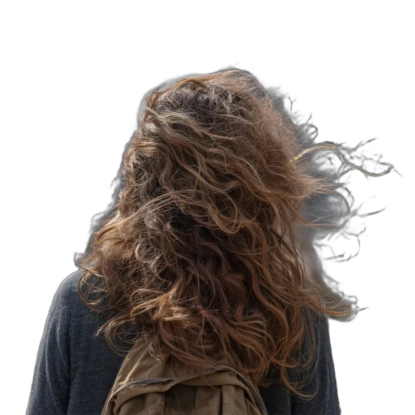 windblown curly hair backpack, birefnet-hrsod cutout