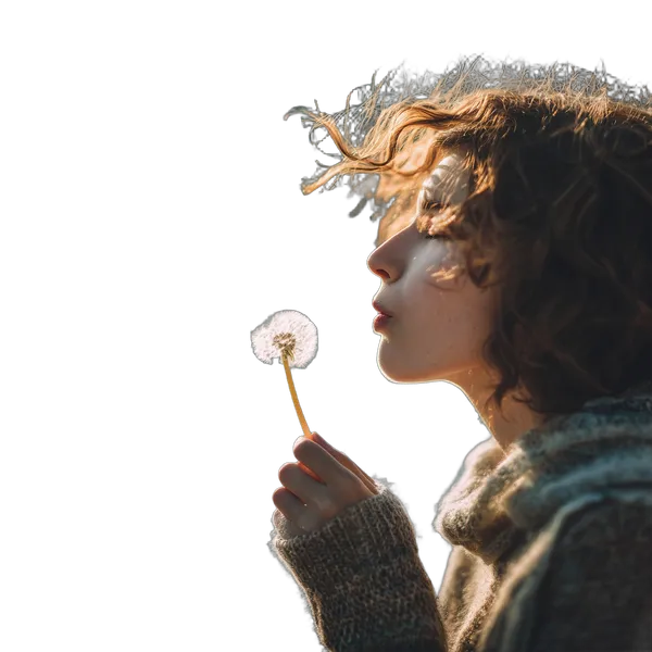 blowing dandelion seeds, birefnet-massive cutout