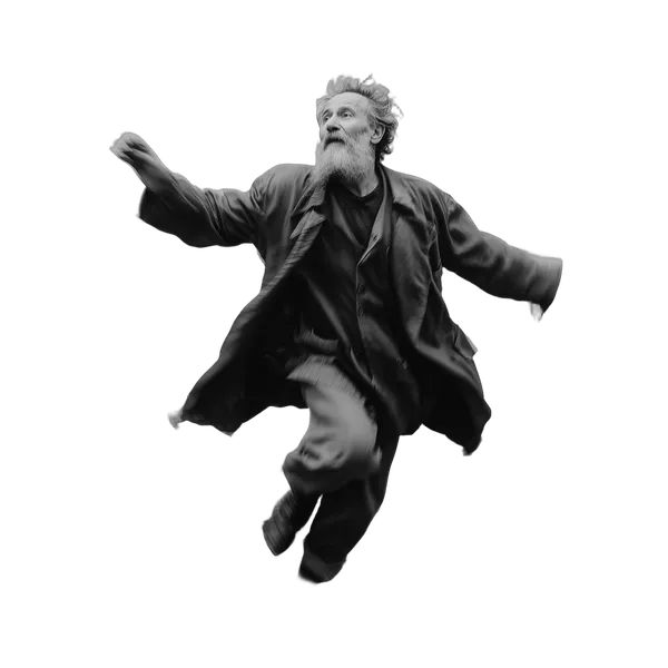 elderly man running blur, birefnet-massive cutout