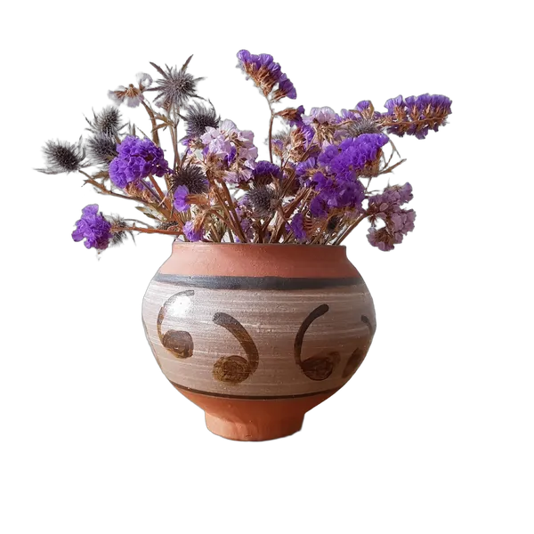 dried flowers clay vase, birefnet-portrait cutout