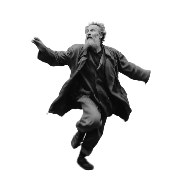 elderly man running blur, birefnet-portrait cutout