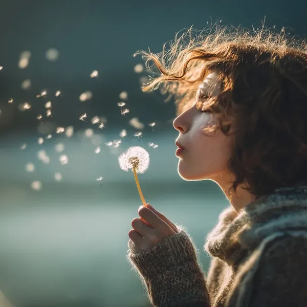 Original photo: blowing dandelion seeds