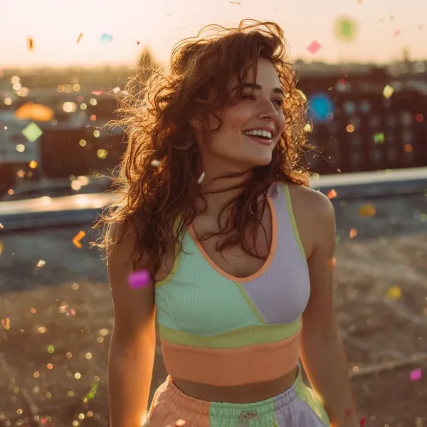 Original photo: confetti sunset portrait