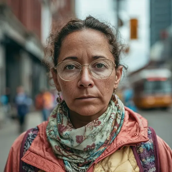 Original photo: woman street portrait glasses