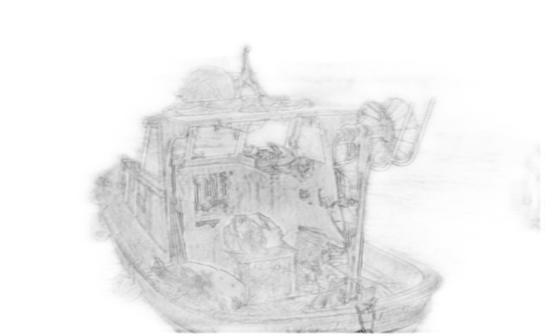 small fishing boat bw, isnet-anime cutout