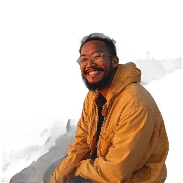 smiling man seaside sunset, isnet-anime cutout
