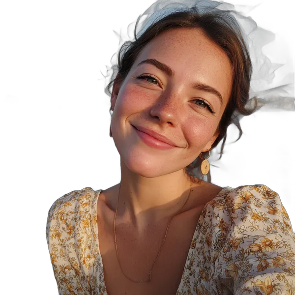 smiling woman seaside, isnet-anime cutout