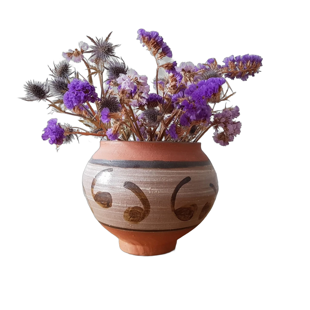 dried flowers clay vase, IS-Net cutout