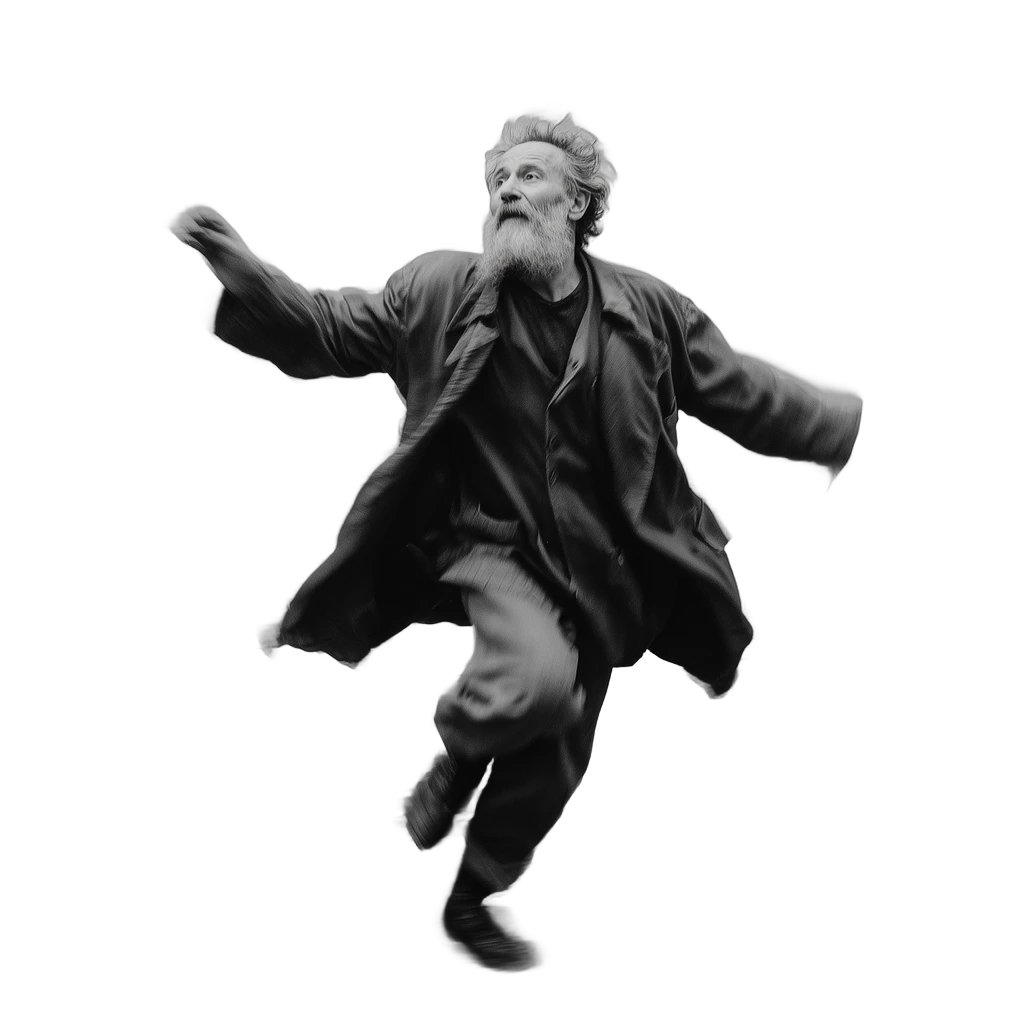 elderly man running blur, IS-Net cutout