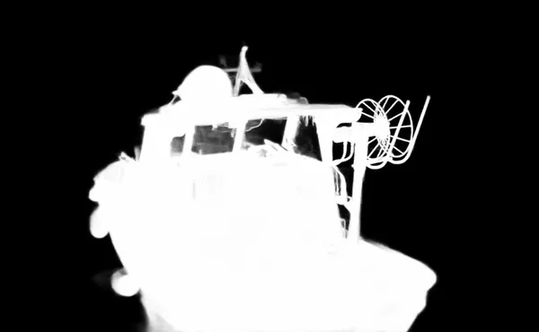 IS-Net alpha matte: small fishing boat bw