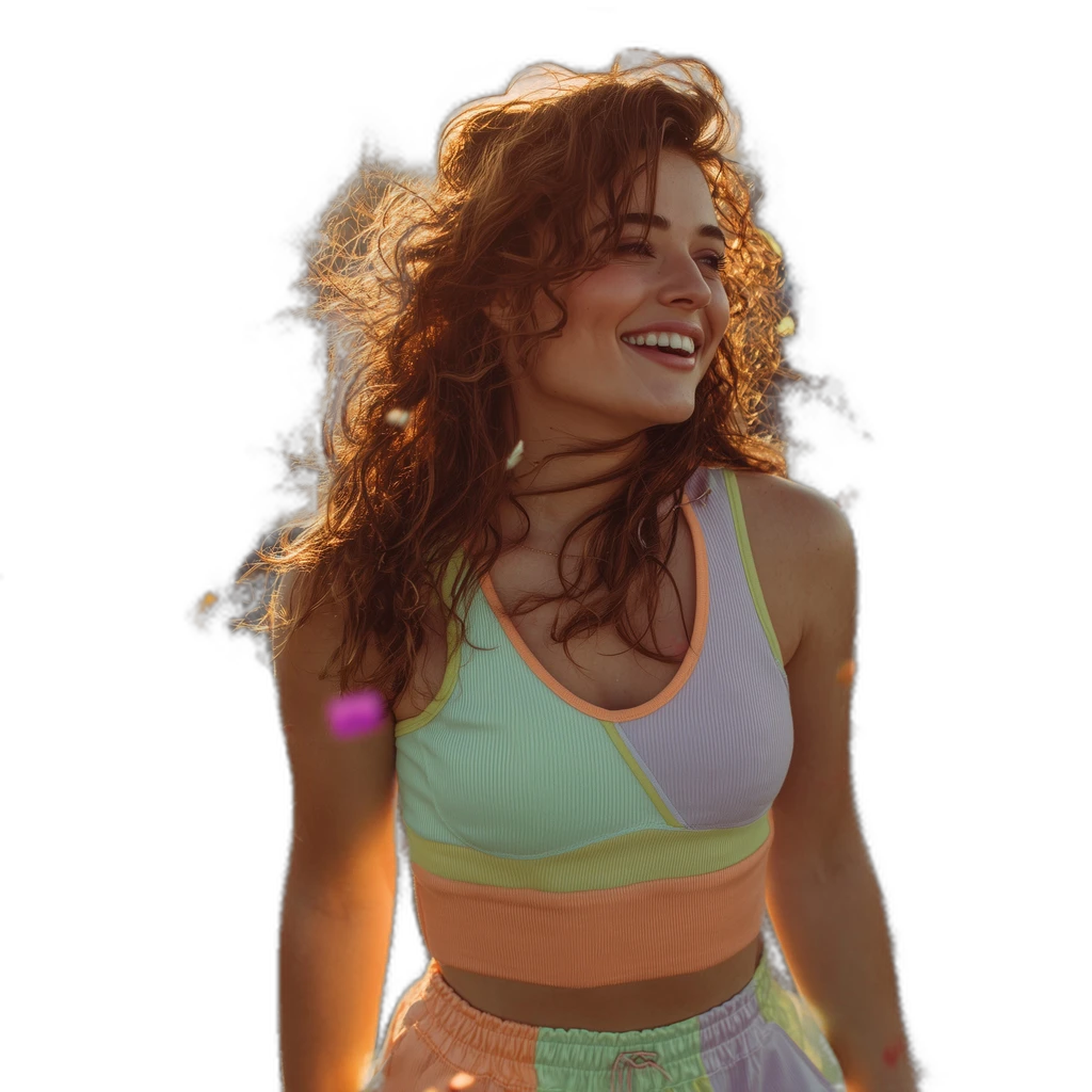 confetti sunset portrait, silueta cutout