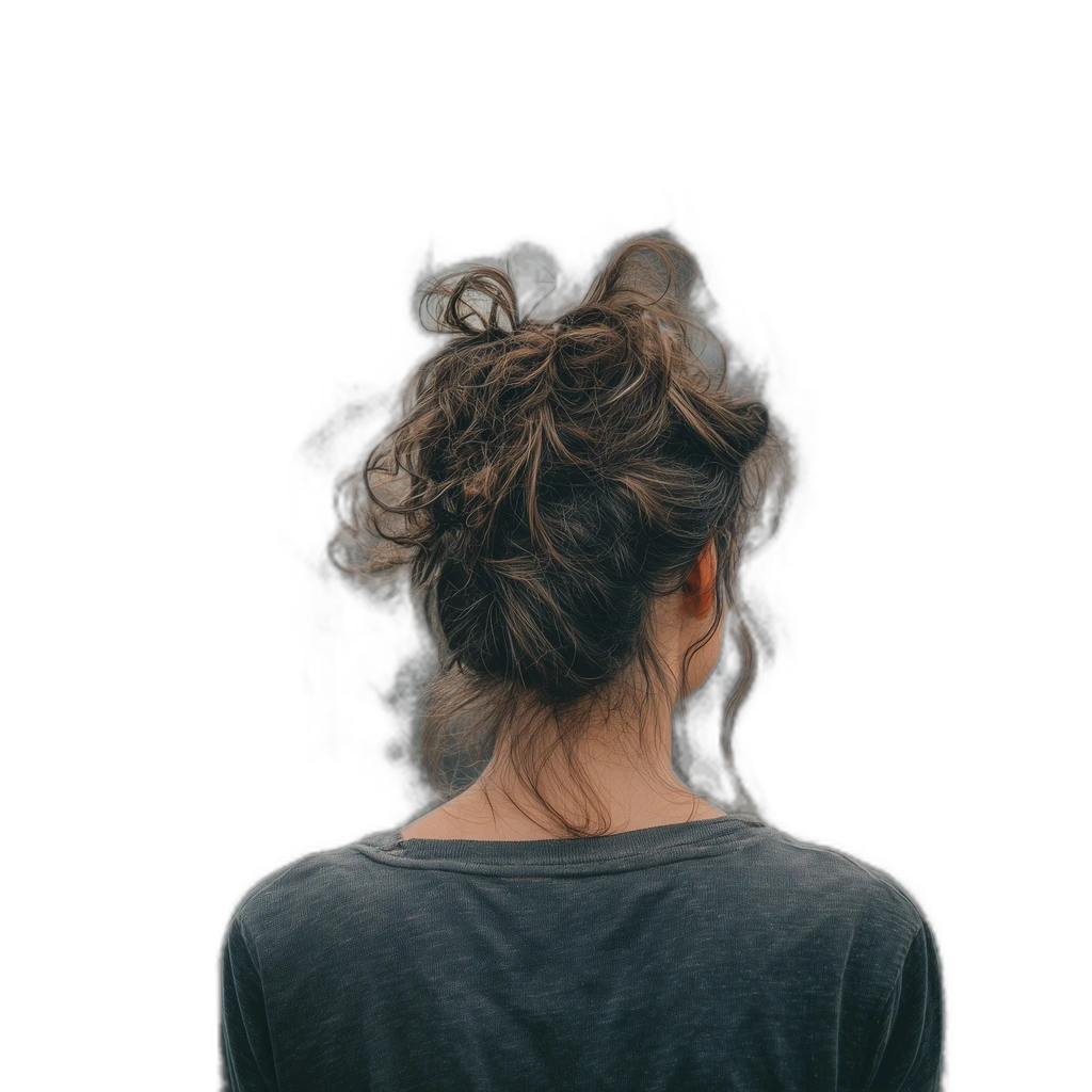 messy bun cityscape, silueta cutout