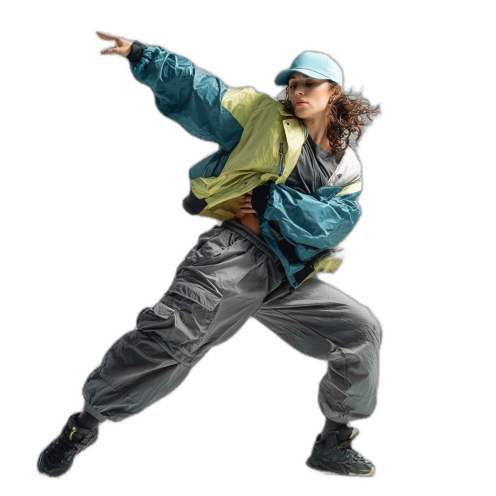 street dancer studio pose, silueta cutout
