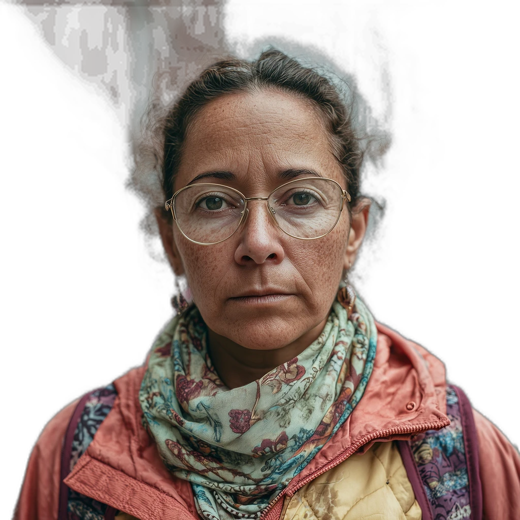 woman street portrait glasses, silueta cutout
