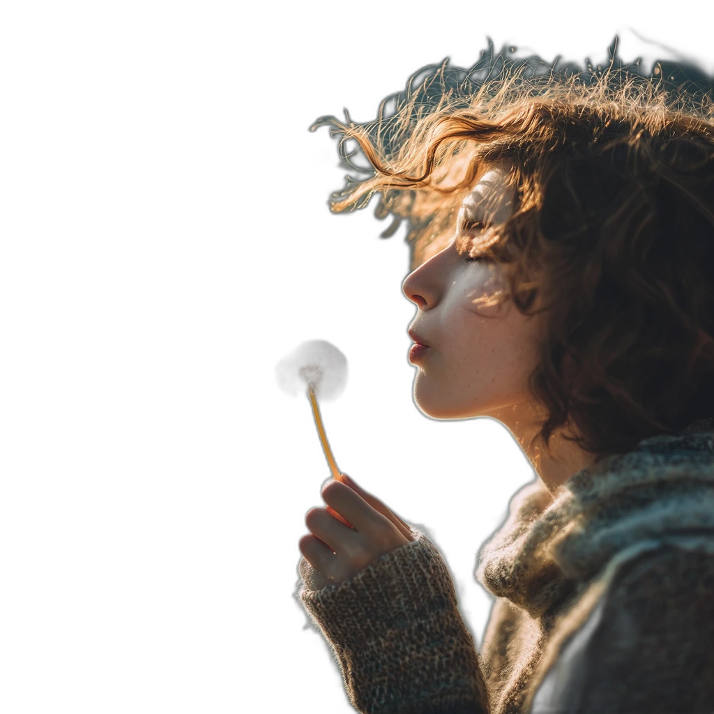 blowing dandelion seeds, u2net cutout