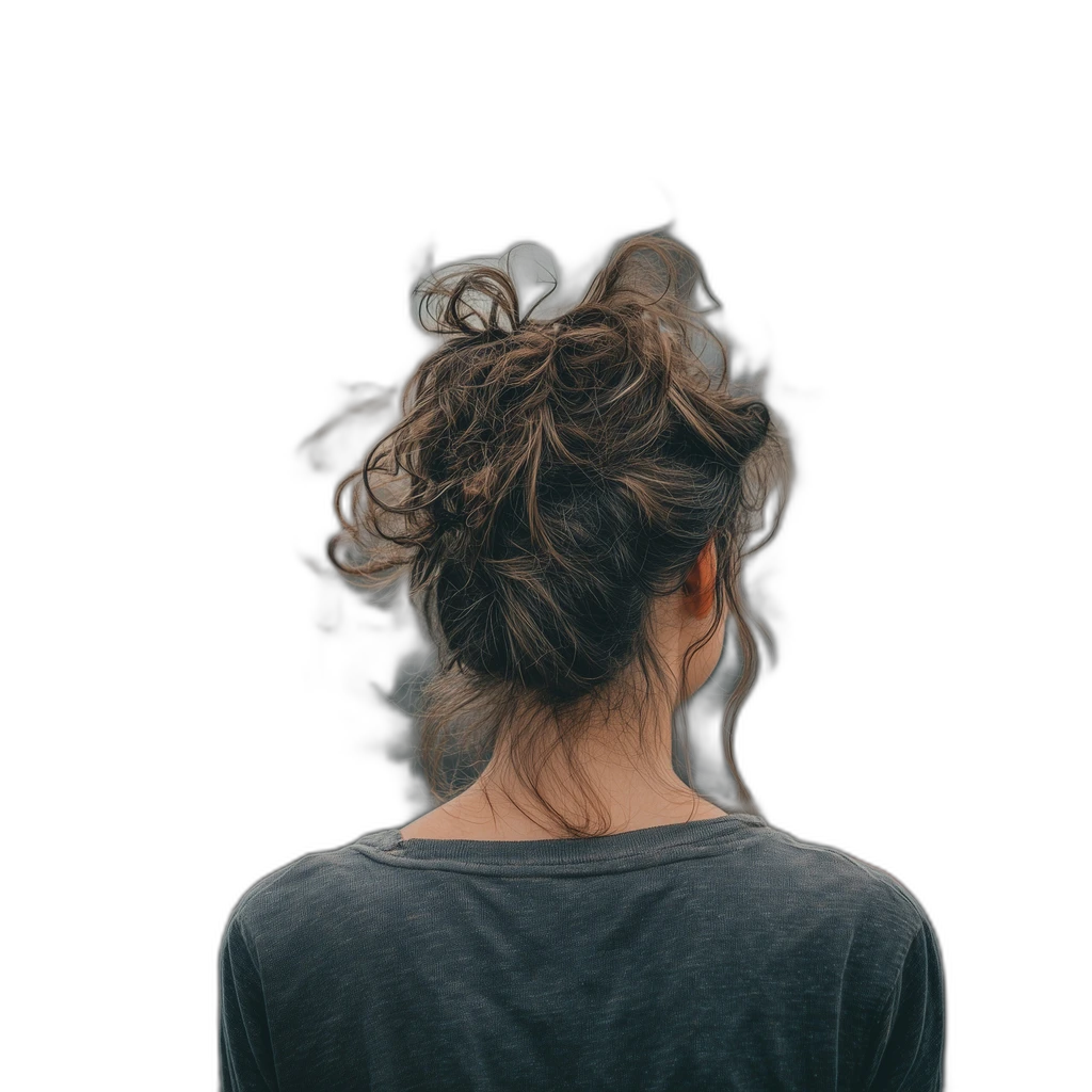 messy bun cityscape, u2net cutout