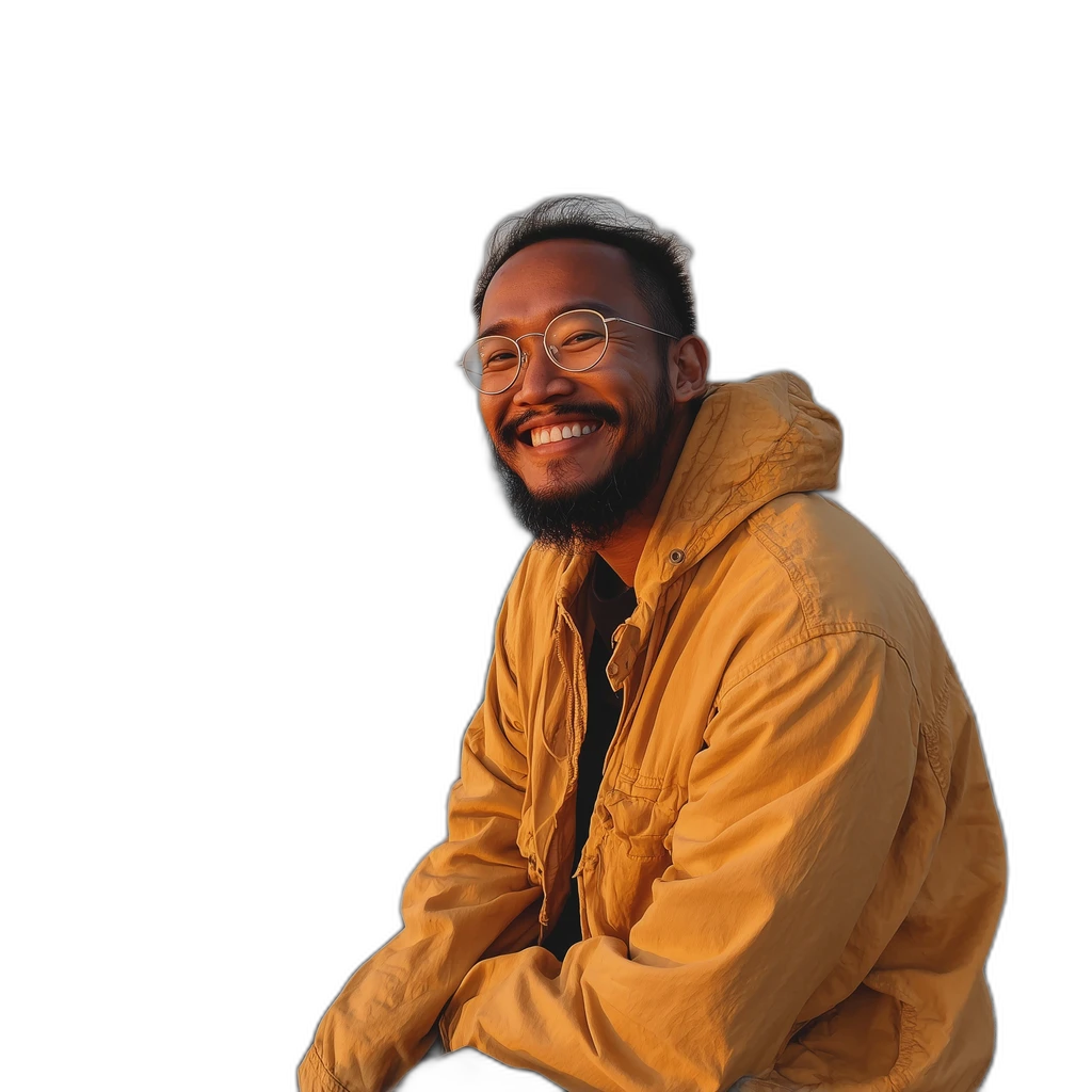 smiling man seaside sunset, u2net cutout