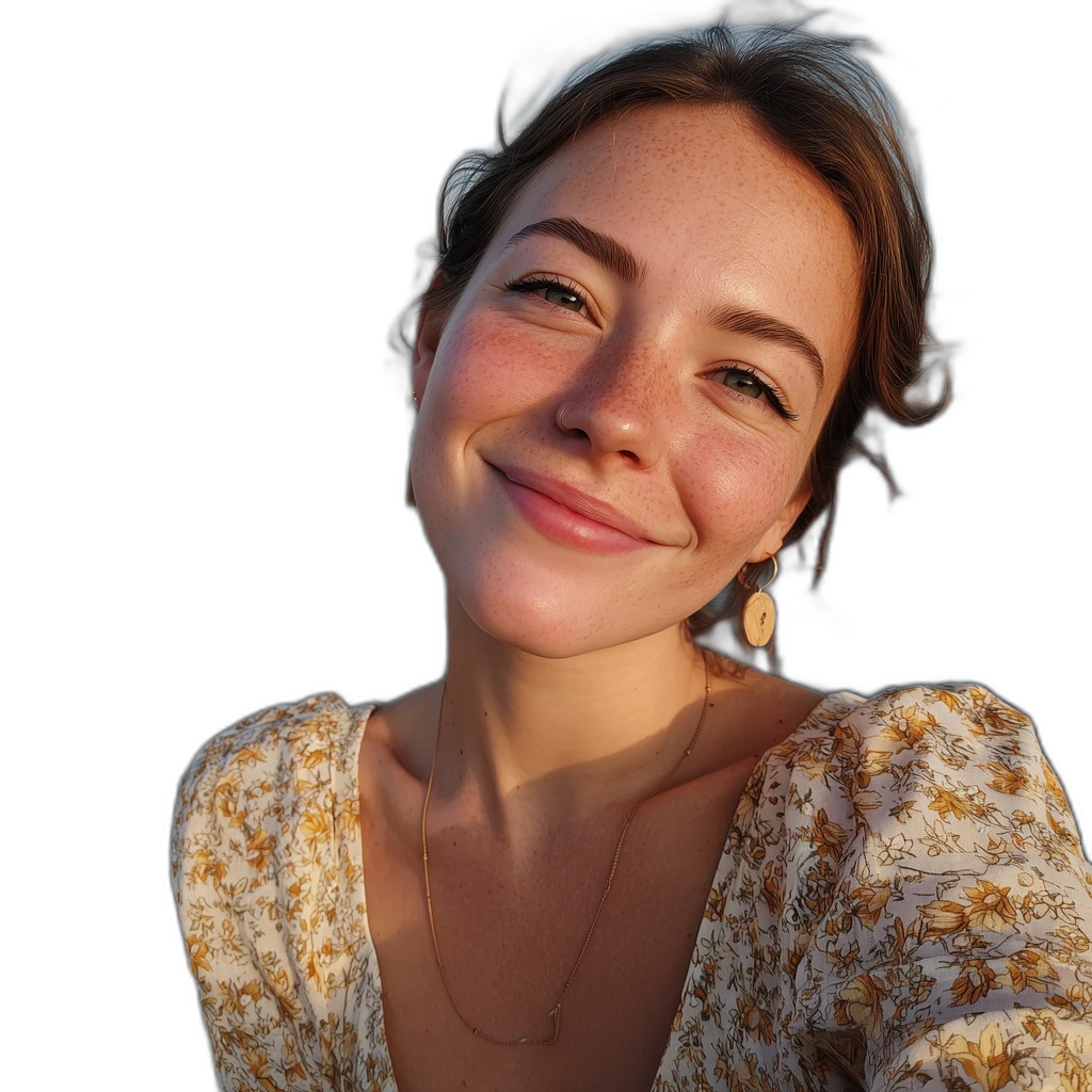 smiling woman seaside, u2net cutout