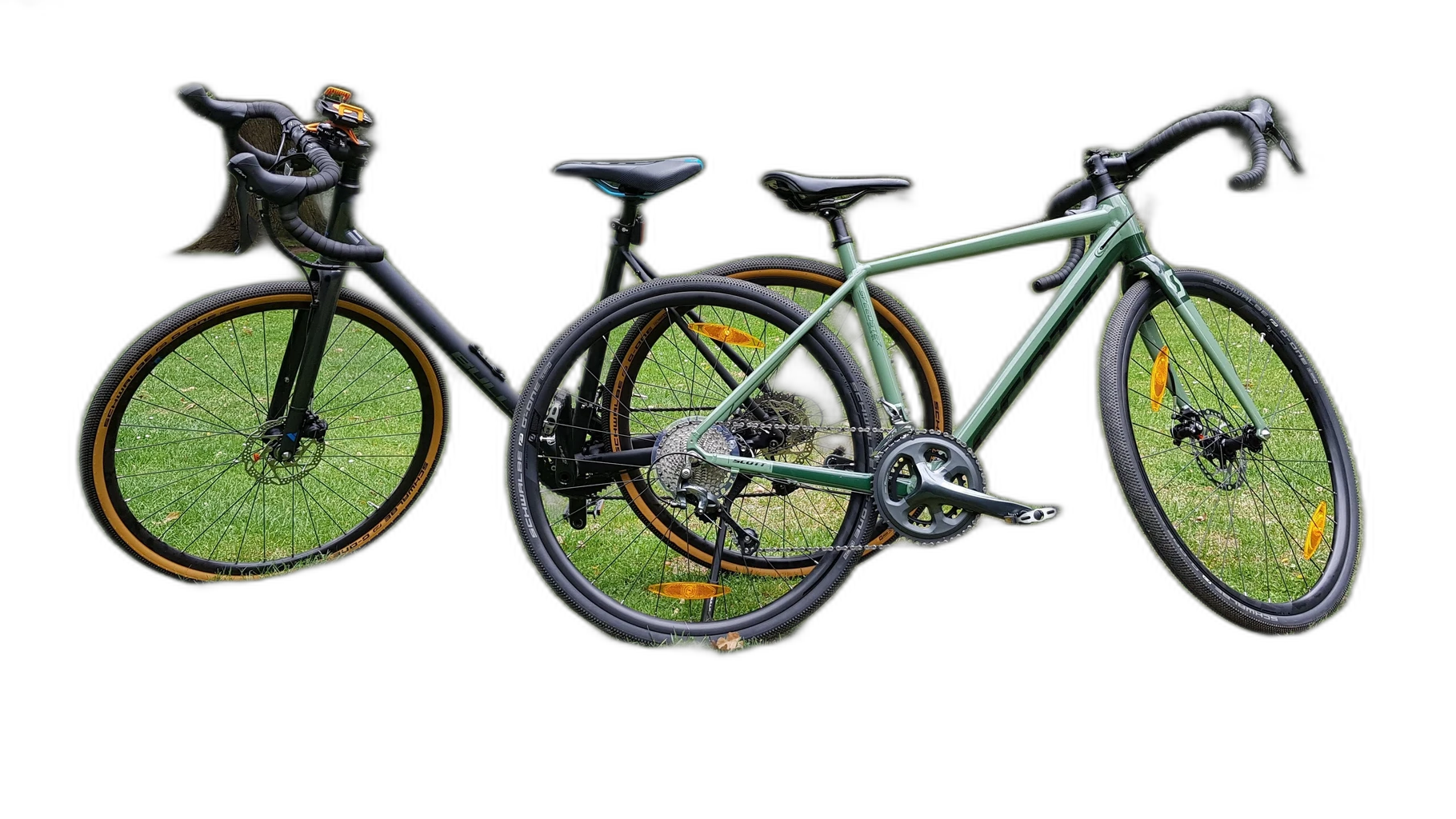 two gravel bikes park, u2net cutout