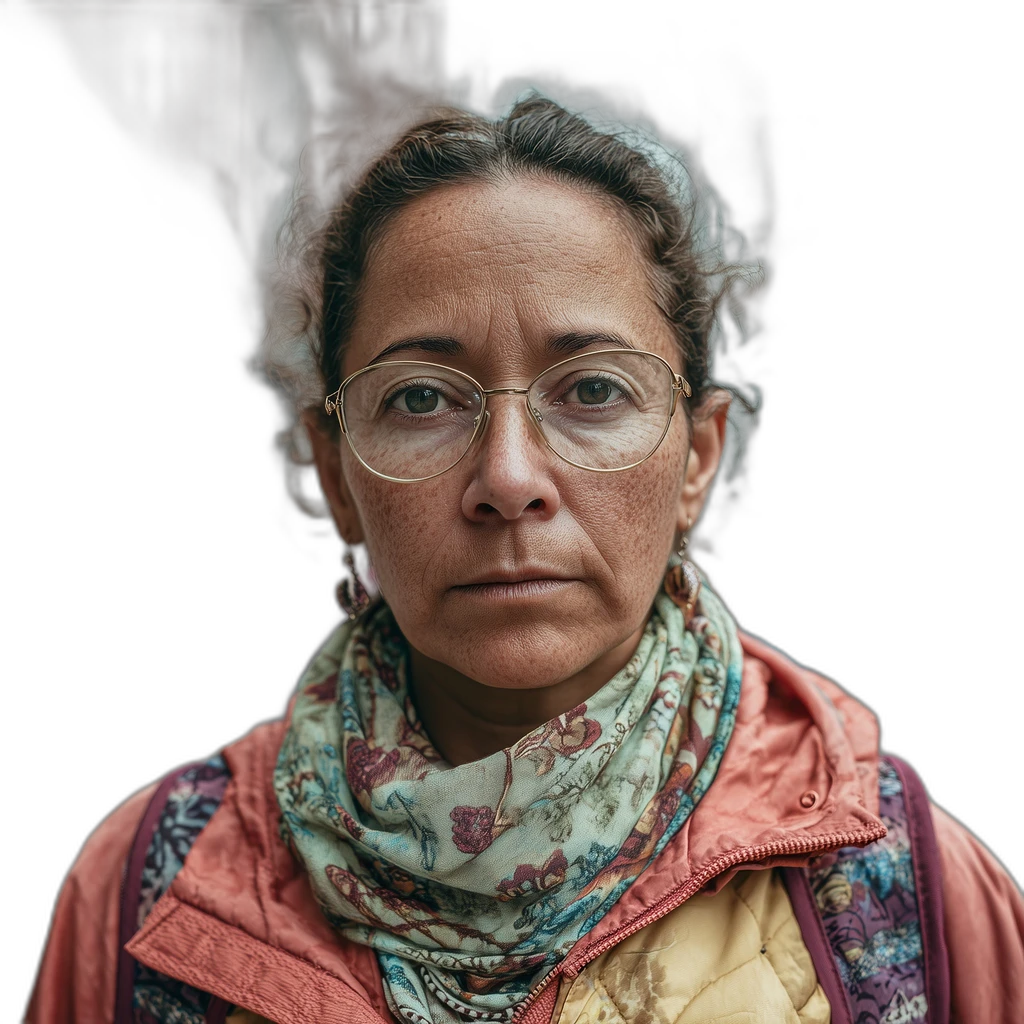 woman street portrait glasses, u2net cutout