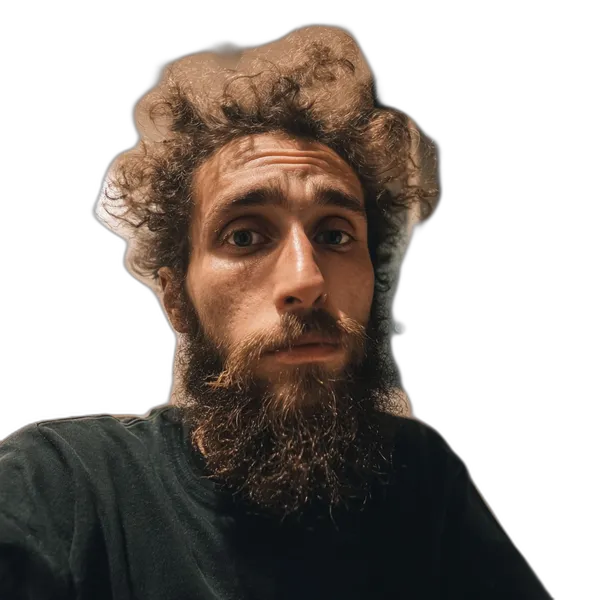 messy hair bearded portrait, u2net_human_seg cutout