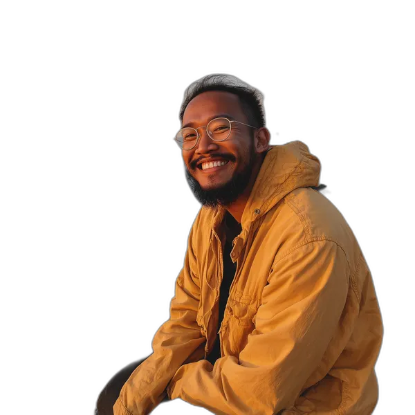 smiling man seaside sunset, u2net_human_seg cutout