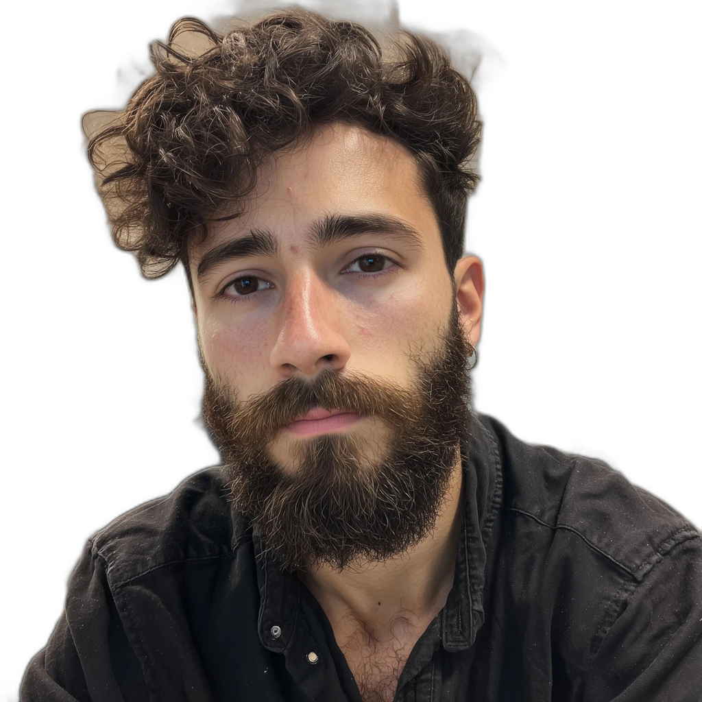 bearded man portrait, u2netp cutout