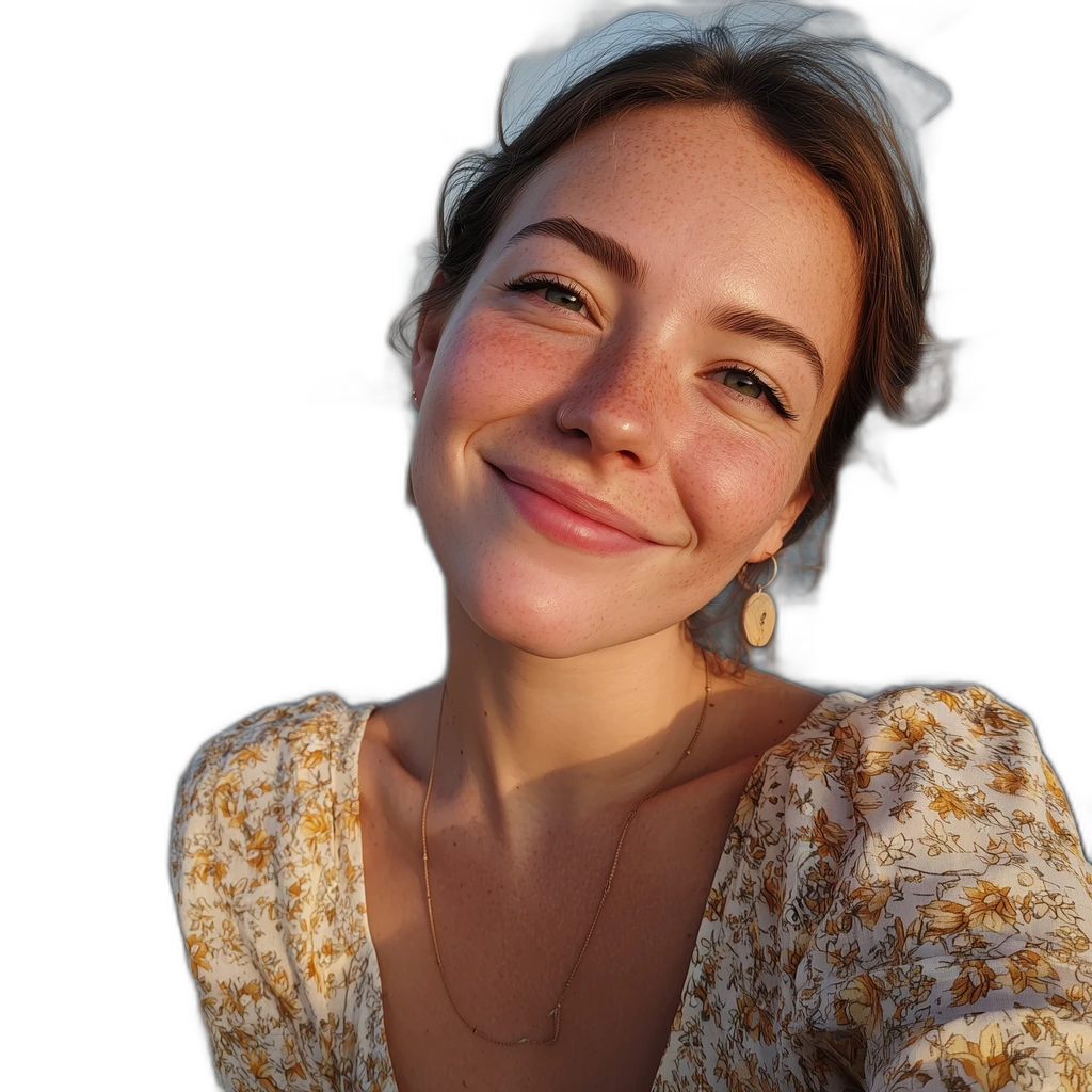 smiling woman seaside, u2netp cutout