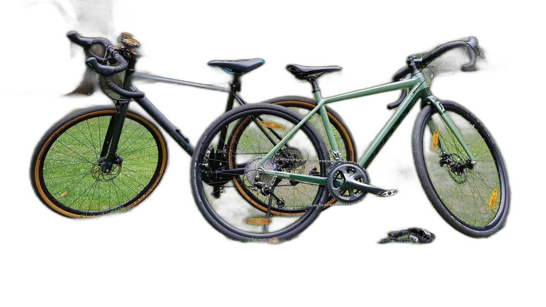 two gravel bikes park, u2netp cutout