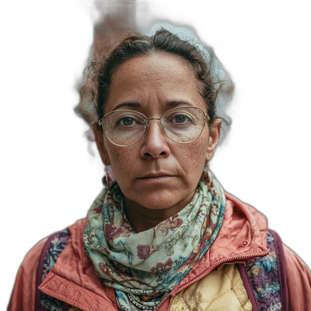 woman street portrait glasses, u2netp cutout